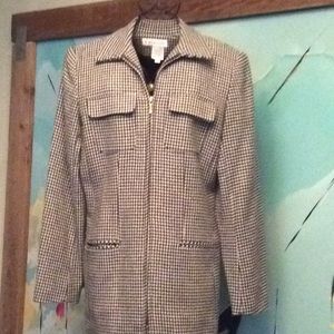Houndstooth checked Vintage Zip-Front Jacket